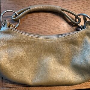 Y2K HOBO International Gold Pebbled Leather Hobo-style Shoulder Bag